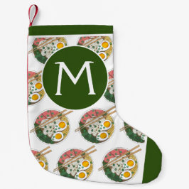 Meia De Natal Pequena Monograma de Soup Foodie Ramen Japonês