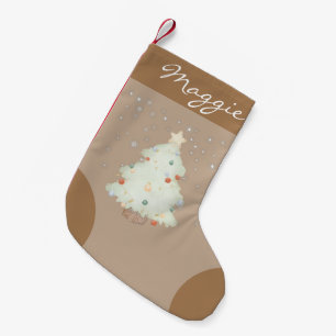 Meia De Natal Pequena monograma na moda clássico e fundo castanho