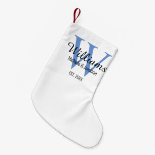 Meia De Natal Pequena Monograma personalizado novo azul
