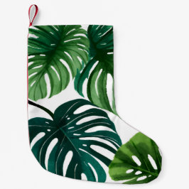 Meia De Natal Pequena Monstera Deixa Aquarela