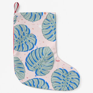 Meia De Natal Pequena Monstera Tropical: Padrão Vintage Terrazzo