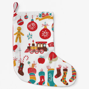 Meia De Natal Pequena Montagem de Vintagem de Neve.