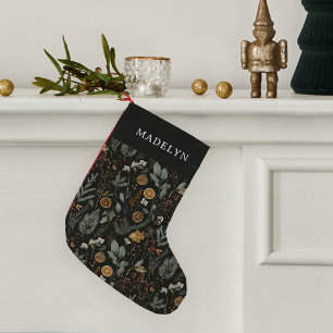 Meia De Natal Pequena Moody Winter Botanical Personalizado