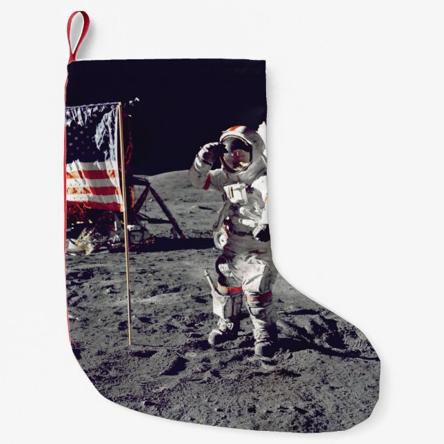Meia De Natal Pequena Moonwalk Apollo 17 (Frente)