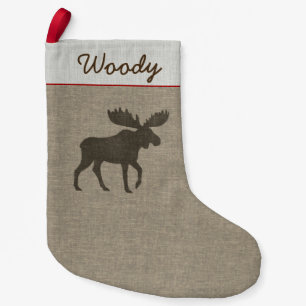 Meia De Natal Pequena Moose Silhouette Country Wildlife Personalizada