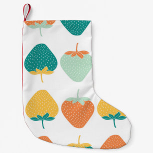 Meia De Natal Pequena Morangos Multicoloridos: Padrão De Fruta Vintage.