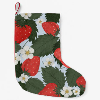 Meia De Natal Pequena Morangos: padrão de fruta de verão design.