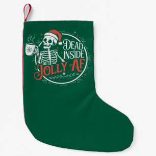Meia De Natal Pequena Morto por Dentro Mas Alegre Crânio Papai Noel Nata