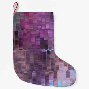 Meia De Natal Pequena Mosaico abstrato brilhante multicolorido com brilh