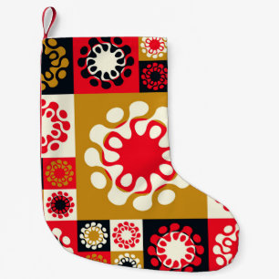 Meia De Natal Pequena Mosaico Vermelho Dourado asiático, Estilo Étnico.