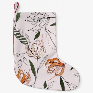 Meia De Natal Pequena Motivos botânicos, isolados, sem costura de flores