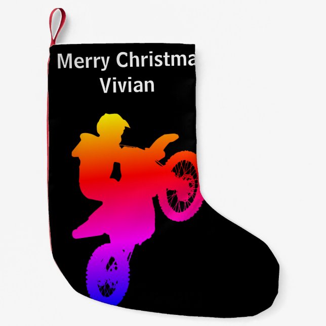 Meia De Natal Pequena Motocross Christmas Stocks (Frente)
