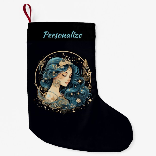 Meia De Natal Pequena Mulher Celestial Elegante Boho Chic Natal (Frente)