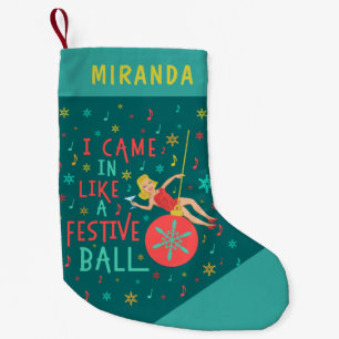 Meia De Natal Pequena Mulher retro do Natal engraçado na bola festiva d