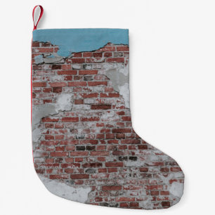 Meia De Natal Pequena Muro de tijolo