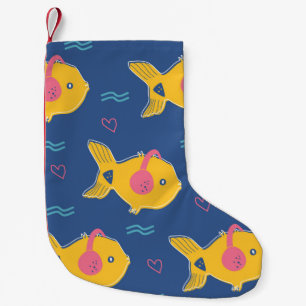 Meia De Natal Pequena Música pesca desenho animado padrão uniforme de 