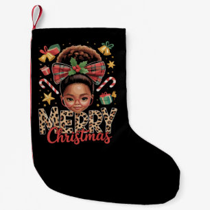 Meia De Natal Pequena Natal Afro-Americano Coque Desgrenhado Mãe Preta