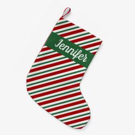 Meia De Natal Pequena Natal Alegre Listrado de Verde e Vermelho
