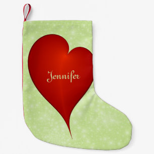 Meia De Natal Pequena Natal Com Amor Coração Vermelho Verde Claro