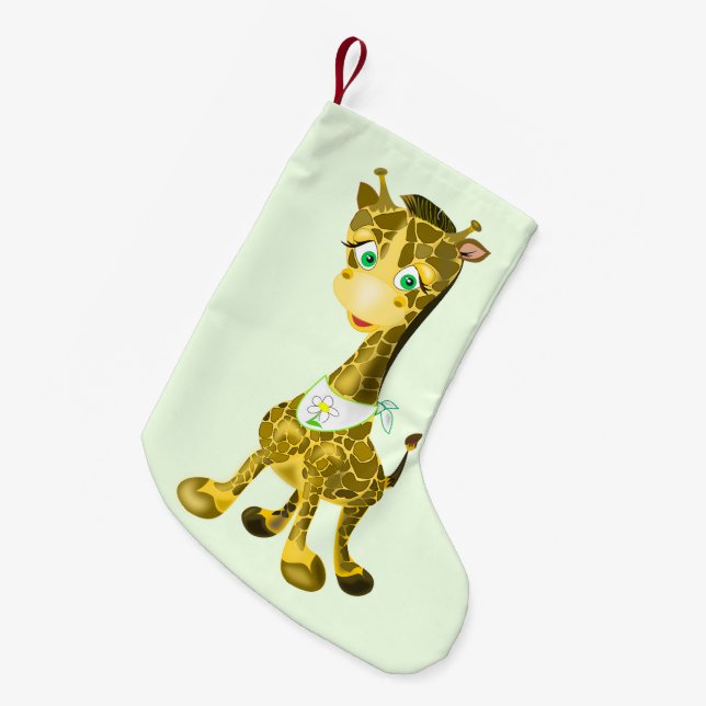 Meia De Natal Pequena Natal com Baby Giraffe (Frente (Pendurada))