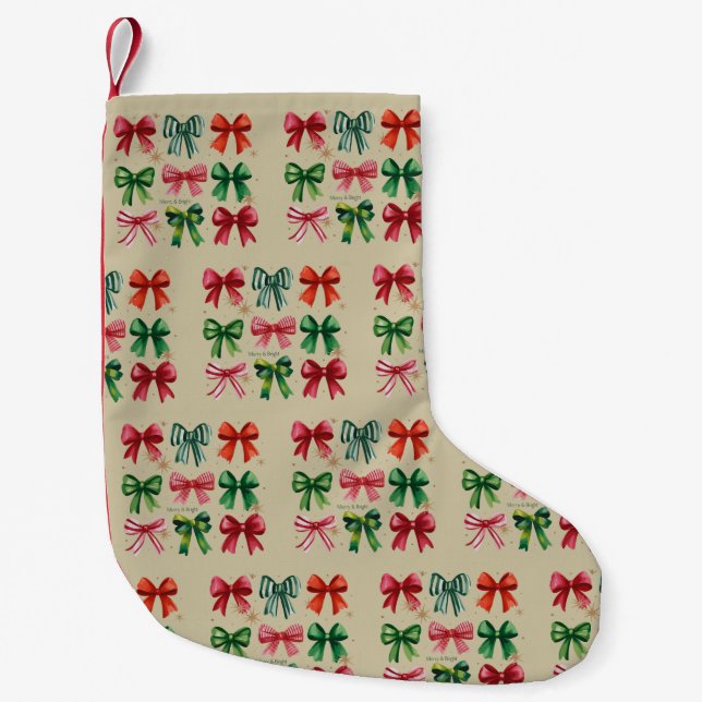 Meia De Natal Pequena Natal Coquettes Red Green Arco Xmas Season Girl (Frente)