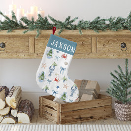 Meia De Natal Pequena Natal Costeiro Náutico Personalizado