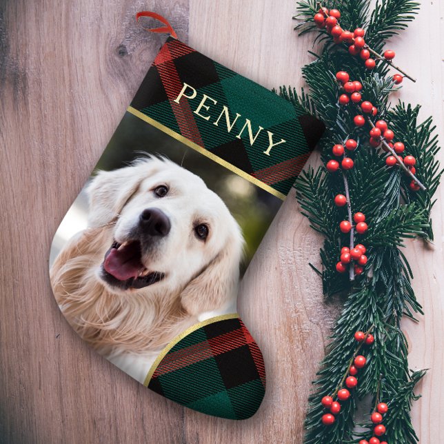 Meia De Natal Pequena Natal da tradição da Xadrez Vermelha e Verde (Criador carregado)