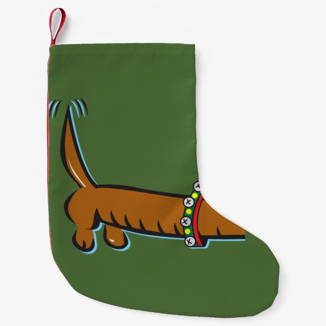 Meia De Natal Pequena Natal Dachshund (Frente)