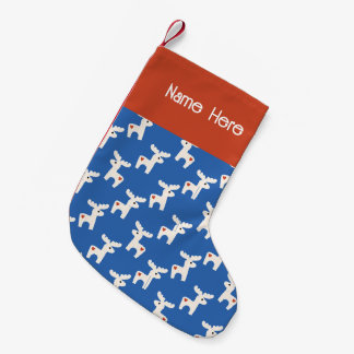 Meia De Natal Pequena Natal Dala Horse Retro Mínimo Azul Negrito