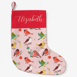 Meia De Natal Pequena Natal de Inverno Pássaros Personalizado Crianças