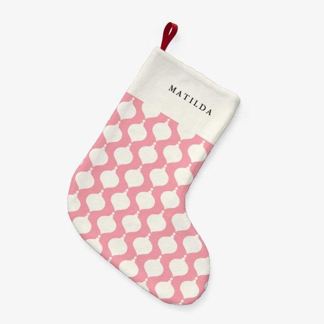 Meia De Natal Pequena Natal de presente personalizado retrô bauble (Frente (Pendurada))