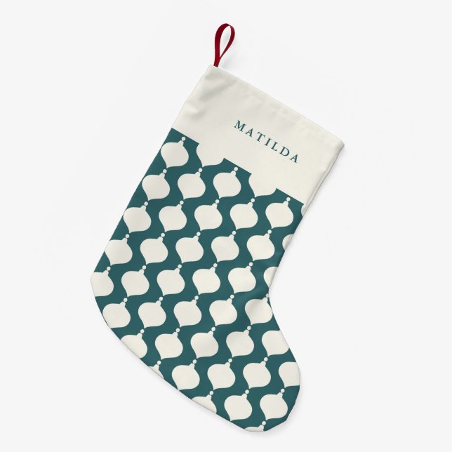 Meia De Natal Pequena Natal de presente personalizado retrô bauble (Frente (Pendurada))