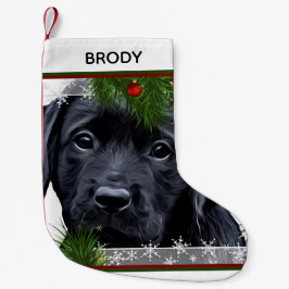 Meia De Natal Pequena Natal do Black Labrador - Cachorro Bonito