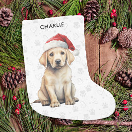 Meia De Natal Pequena Natal do Cão Personalizado do Labrador Amarelo