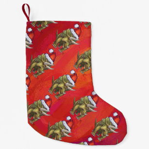 Meia De Natal Pequena Natal do Triceratops no vermelho