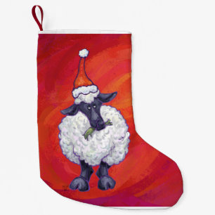 Meia De Natal Pequena Natal dos carneiros no vermelho