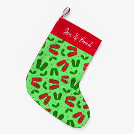 Meia De Natal Pequena Natal em Chinelos de julho e Holly Tropical