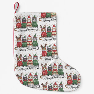 Meia De Natal Pequena Natal Feliz do Gato, Gatos Fofos com Chapéu do Pap