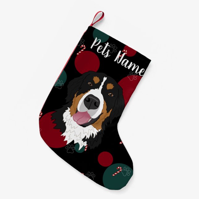 Meia De Natal Pequena Natal Feriado Cão de Montanha Bernese  (Frente (Pendurada))