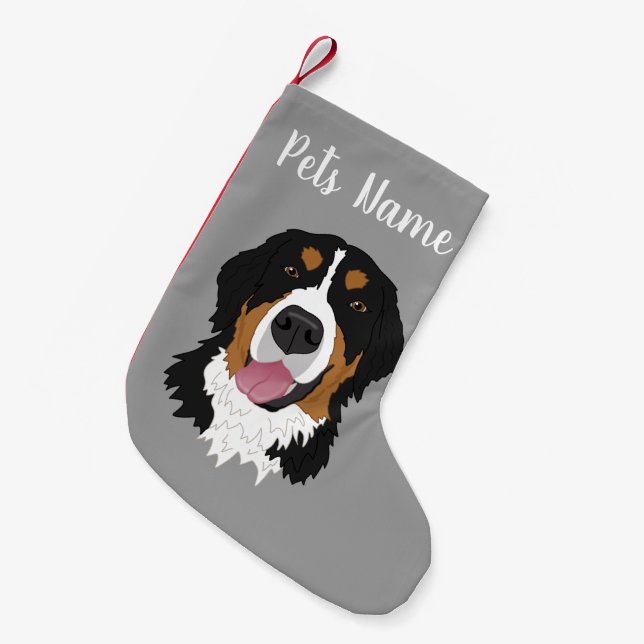 Meia De Natal Pequena Natal Feriado Cão de Montanha Bernese (Frente (Pendurada))