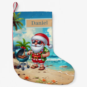 Meia De Natal Pequena Natal festivo adicione o nome Santa praia