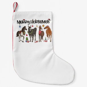 Meia De Natal Pequena Natal Flor de Cavalo Alegre Cavalos Equino