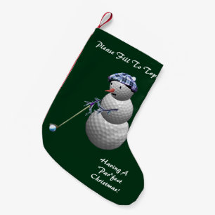 Meia De Natal Pequena Natal Golfing do boneco de neve