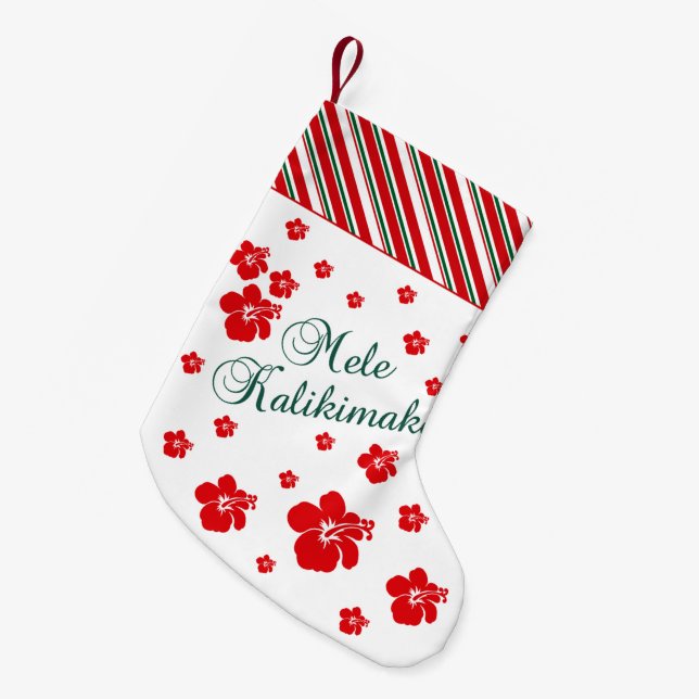Meia De Natal Pequena Natal havaiano | Mele Kialikimaka (Frente (Pendurada))