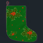 Meia De Natal Pequena Natal Holly<br><div class="desc">Holly Pattern sobre fundo verde. Ilex aquifolium,  o Holly,  comum,  Holly Inglês,  Holly Europeia,  Holly de Natal,  é uma espécie de planta florescente na família Aquifoliaceae. Dezembro. Elementos Design decorativos da natureza.</div>
