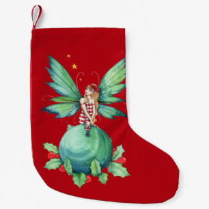 Meia De Natal Pequena Natal Holly Fairy Fantasy Art