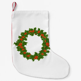 Meia De Natal Pequena Natal Holly Wreath