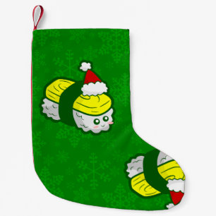 Meia De Natal Pequena natal kawaii tamago sushi papai noel floco de neve