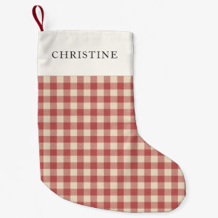 Meia De Natal Pequena Natal Moderno Rustic Red Gingham