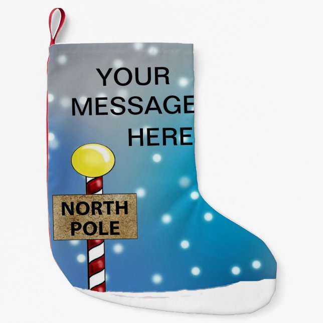 Meia De Natal Pequena Natal no Polo Norte (Frente)